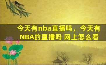 今天有nba直播吗，今天有NBA的直播吗 网上怎么看